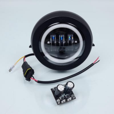 Optique avant EVOK pour Deux Roues Iron Led 12V Angel eyes Neuf