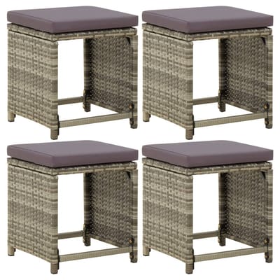 vidaXL - Tuinkrukken - 4 - st - met - kussens - poly - rattan - grijs