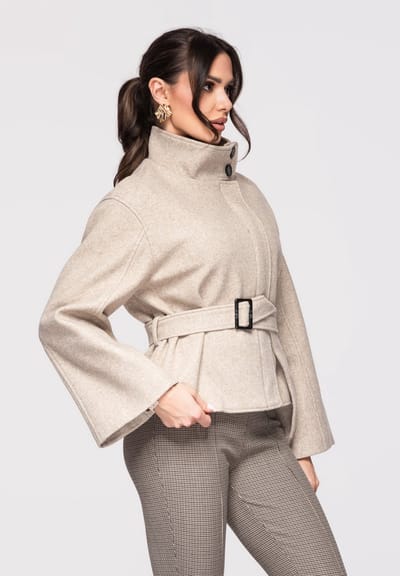 OMBRE Jas - Lange Mouw - Knopen - Effen Beige M