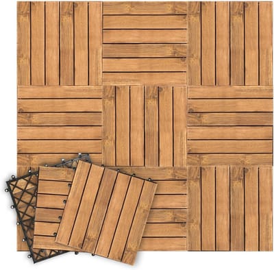 Houten Terrastegels 30 x 30 cm | 66 Stuks | Draagbare Vloertegels voor Buitengebruik | Efficiënte Drainage en Eenvoudige Installatie