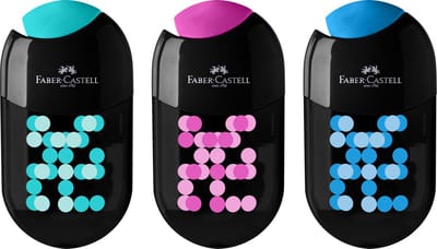 Faber-Castell puntenslijper - Two Tone - met gum - display 18 stuks - 3 kleuren - FC-183535