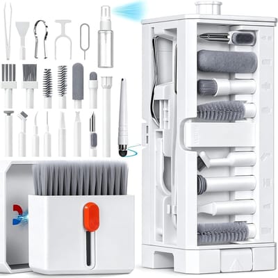 Multifunctionele 32-in-1 Reinigingsset voor Elektronica, Inclusief Schoonmaakdoek, Ideaal voor AirPods Pro, Toetsenborden en iPads, Compact en Draagbaar Ontwerp