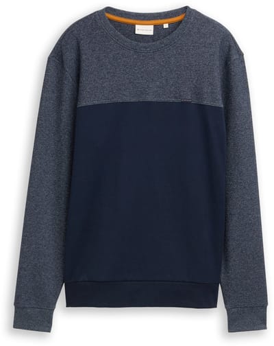 Tom Tailor - Crewneck sweatshirt met structuurmix - Maat S - sky captain blue