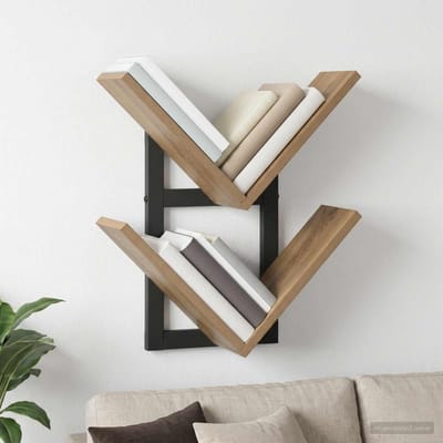 vidaXL - Wandzwevend - Plank - Artisanaal - eiken - 43 - x - 15 - x - 47 - cm - Bewerkt - hout