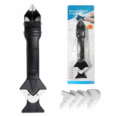 Dailygoods- Siliconen Schraper 3-in-1 - Gereedschap voor Verwijderen Afdichtingsmassa - Keuken/Badkamer/Vloer/Raam - Duurzaam - Lichtgewicht - Handvat met Antislip - Afdichtingsschraper