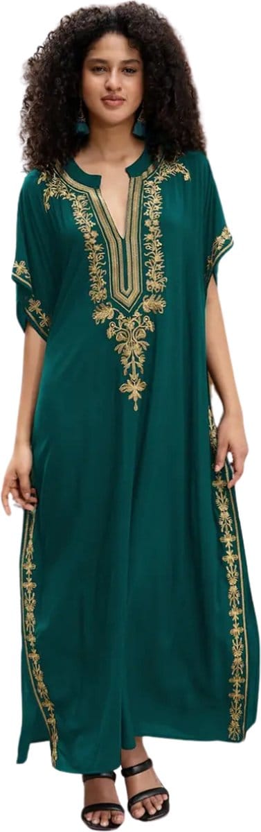 Bovista Islamitische Kleding - Djellaba Dames - Moslim Kleding - Arabisch Dames Kaftan - Alhamdulillah - Donkergroen