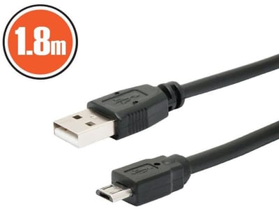 USB Kabel 2.0 1,8m - USB-A naar Micro USB Zwart [20326]