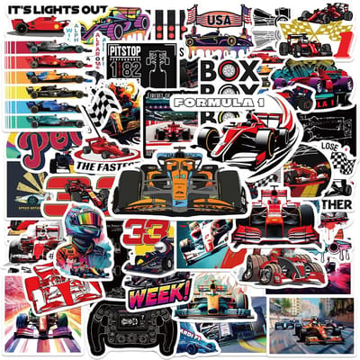 50 stuks F1 Formule 1 Coole Snelheid Racen Stickers Voor Decoratie Motorfiets Auto Laptop Fiets Hoes Koffer Waterfles Doe-het-zelf Stickers black