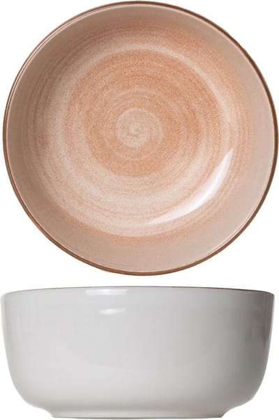 Cosy & Trendy Kom Baltic Peach – Ø 14 cm – Bevat 1 kom – Perzikkleurig aardewerk met uniek patroon – Vaatwasser- en Magnetronbestendig – Stapelbaar
