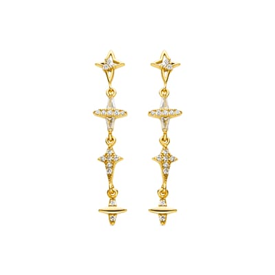 Luxenter Oorbellen van 925 sterling zilver en glanzende zirkonia met 18-karaats goudafwerking - Holis