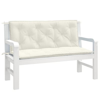vidaXL - Tuinbankkussens - 2 - st - 120x50x7 - cm - stof - gemêleerd - crèmekleurig