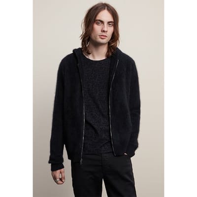 John Varvatos Regular Fit Ls Brushed Cashmere Zip Front Hoodie J Black Maat: XL | Hoodies Outlet | Heren | Zwart