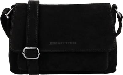 Hide & Stitches Brazos Schoudertas - Suede - Crossbody - Leer - Overslag - Leren Dames Tas - Zwart