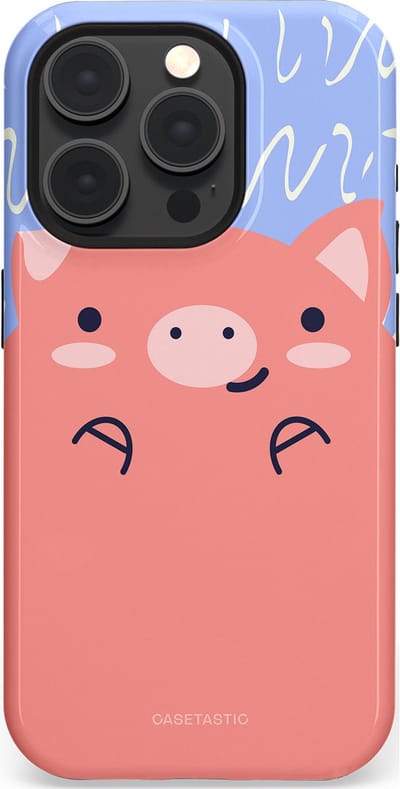 Casetastic hoesje geschikt voor Apple iPhone 15 Pro - MagSafe - Dubbellaagse bescherming - Knuffel van varken - Fashion Case - Koraal Lichtblauw
