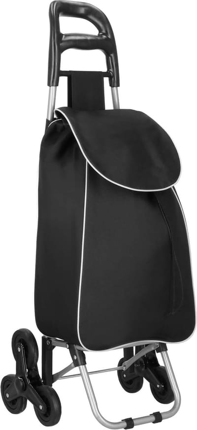 Springos Boodschappentrolley - Met Zes Wielen - Grijs - Zwart - 30 L - 18 KG - 95 x 54 CM