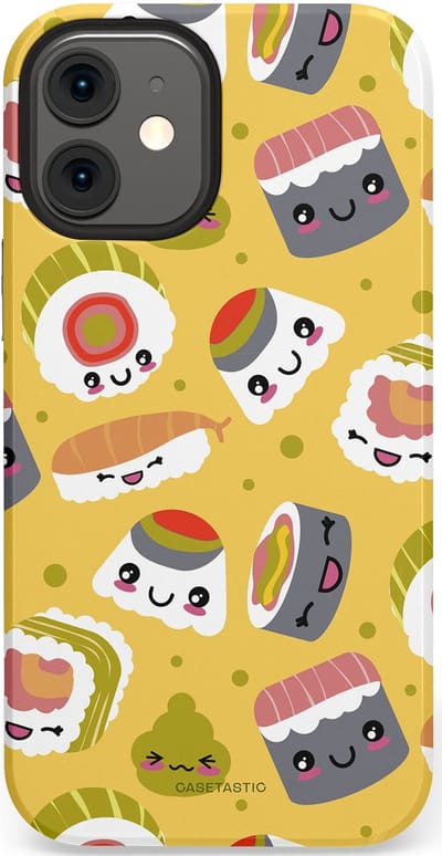 Casetastic Hoesje Geschikt voor Apple iPhone 12 Mini - Stijlvolle Beschermende Duo-layer Case - Sushi vriendjes