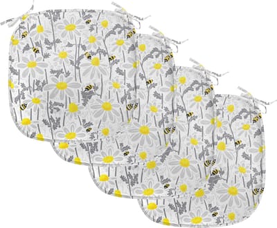 New Bed Geel Bijen Kamille Weide Stoelkussen Set van 4, Anti-Slip Zitting Pad, 40 cm x 40 cm