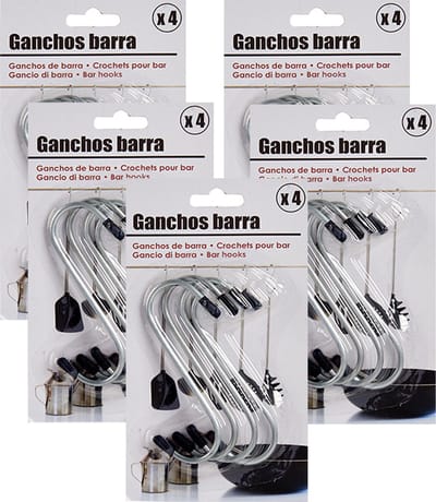 Benson S-haken / gerei ophanghaakjes - 20x stuks - met zwarte beschermlaag - 20 cm - metaal - Ophanghaken voor keukengerei/bestek