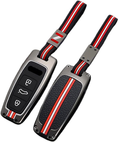 Allecto - Zinklegering autosleutelhoes - Sleutelhangerhoesjes - Modieus ontwerp - Geschikt voor Audi - Bescherming tegen schade - 3 knoppen - Inclu...