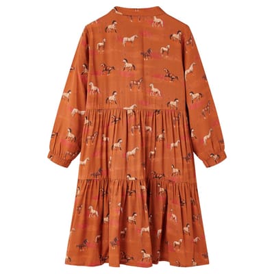 vidaXL-Kinderjurk-met-paardenprint-116-cognackleurig