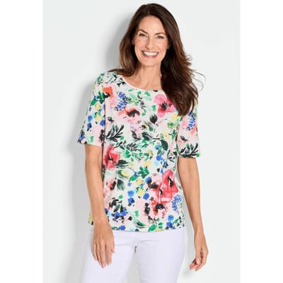 Shirt met bloemenprint allover - meerkleurig / gedess. - Gr. 19 van Goldner Fashion