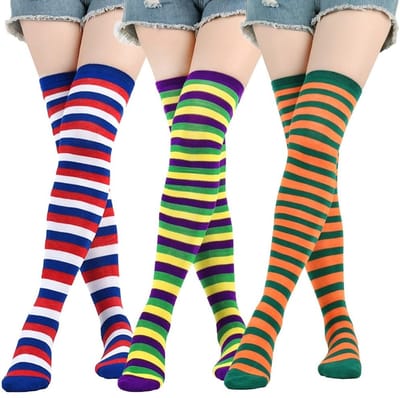 Dailygoods - Gestreepte Kniekousen Dames - Overknee Kousen voor Herfst en Winter