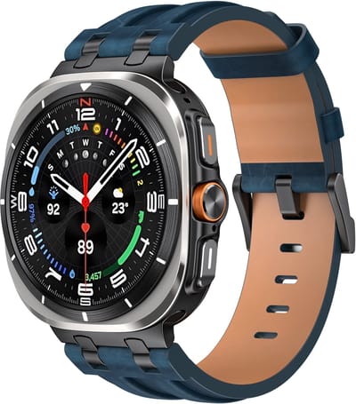 Strap-it Solide leren bandje geschikt voor Samsung Galaxy Watch Ultra 2 (2026) / Ultra (2024/2025) - Donkerblauw