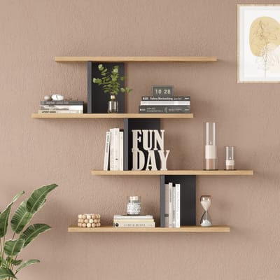 Wandrek Hökkomi 78x99x15 cm houtkleurig en antraciet [en.casa]