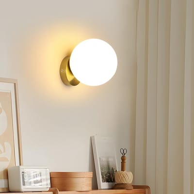 Haobosic Modern - Wandlamp - Antiek Goud 15cm Bol - E27 Fitting Zonder Lichtbron