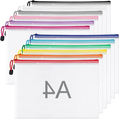 Documenten Organizer A4, Waterdichte Mesh Documententas met Rits, Ideaal voor Kantoor, School en Reizen, 33 x 23 cm, Verkrijgbaar in 12 Kleuren