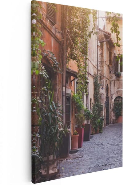 Artaza Canvas Schilderij Rome Steegje - 20x30 cm - Klein - Wanddecoratie Italiaanse Stad - Muurdecoratie Toscane - Kamer Accessoires