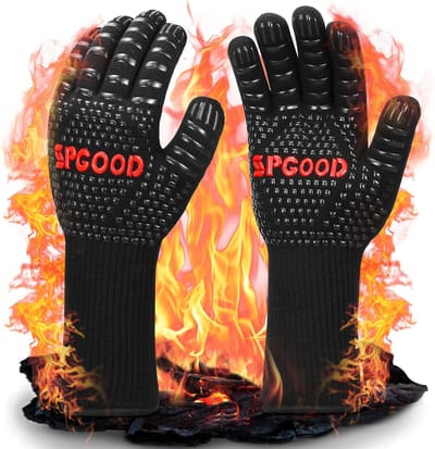 SnelShoppen - Grill Handschoenen Warmtebestendig 800 Graden Brandwerende Kookhandschoenen Bakhandschoenen voor Keuken Grill BBQ Ovenwanten Zwart (L/XX