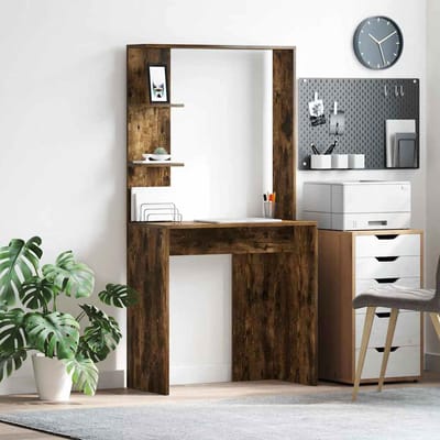 vidaXL - Bureau - Rook - Eiken - Bewerkt - hout - 78,5 - x - 37 - x - 154,5 - cm