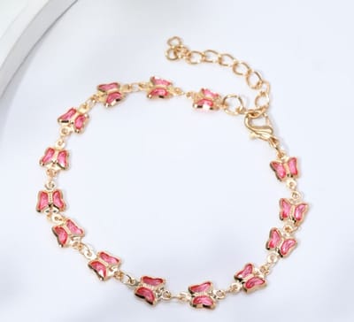 Roze goudkleurig vlinder armband dames schakel armband met vlinder bedels verstelbare ketting armband minimalistische armband elegante sieraden