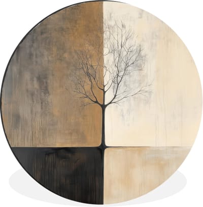 WallCircle - Wandcirkel - Muurcirkel - Boom - Vlakken - Takken - Kleurverloop - Aluminium - Dibond - 30x30 cm - Binnen en Buiten