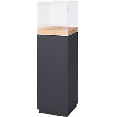 Presentatiezuil, 1 schap, tot 30 kg, D 350 x H 1190 mm, eiken met kopse snede/Plexiglas, mat zwart