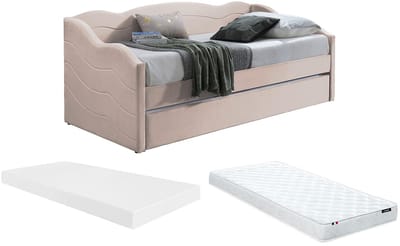 Vente-unique Bedbankje fluweel roze 90 x 190 cm