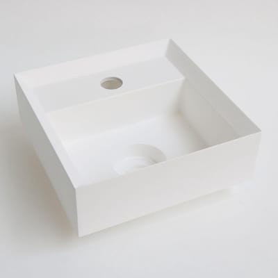 INK Vice fontein polystone vierkant met kraangat inclusief plug 9x27x27cm Mat wit