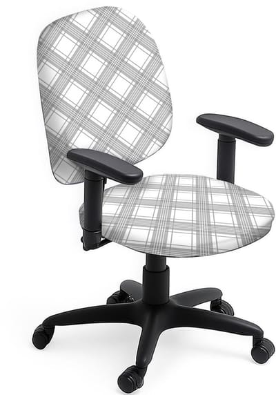 Dailygoods- Bureaustoelhoezen 2 Stuks - Rekbare Stoelhoes - Grijs/Wit Geruit - Universele Bureaustoel - Bescherming Tegen Stof - Comfortabel Op Het Werk