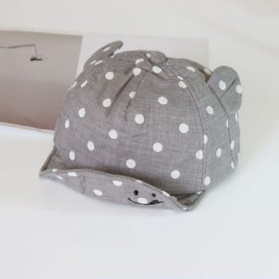 Baby petje Licht Blauw| Baby cap Grijs | Verstelbaar|Baby pet| Schattige oortjes