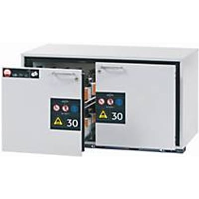 Veiligheidskast type 30 asecos UB-S-30, 2 laden, voorzijde lichtgrijs, B 1102 x D 574 x H 600 mm