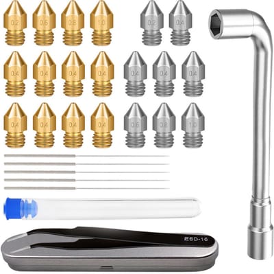 3D printer reserveonderdelen - 3D Printer Nozzles - 29-delige 3D Printer Gereedschapskit, Hexagonale Sleutel, Nozzle Reinigingsgereedschap