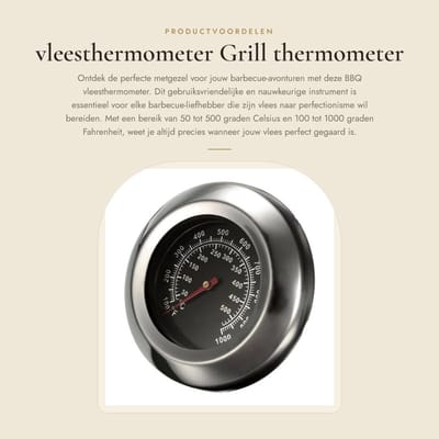 Dailygoods- Vleesthermometer Roestvrij Staal - Grillthermometer - Nauwkeurig (+/- 10F) - Dubbele Graad Celsius/Fahrenheit - Diameter 75 mm - Eenvoudig te Installeren
