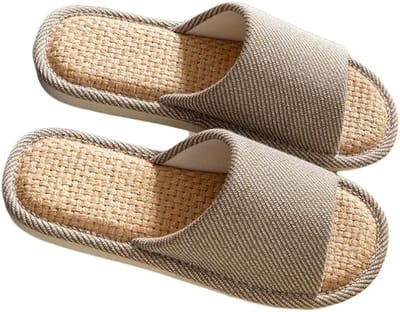 Stoffen pantoffels - L - 40-41 (geschikt voor maat 39-40) - Binnenzoollengte 25 cm - Linnen pantoffels - Binnenpantoffels - Zomer stille pantoffels - Linnen pantoffels - Dames - en herenpantoffels - Slippers met airconditioning
