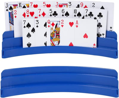 Speelkaarthouder - 2 Stuks - Kaarthouder - 29 cm - Speelkaartenhouder - Kaarthouder - Kaartenhouder voor Bordspellen, Kaartspellen & Familiespel - Gebogen - Blauw