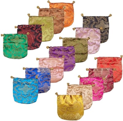 30 Stuks Snoepzakjes, Zijden Pouches voor Trouwen, Cadeaus en Sieraden, Gemengde Kleuren, 10.5-11.5×11.5×11.5 cm