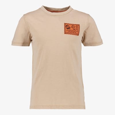 Unsigned jongens T-shirt met backprint beige - Maat 134/140