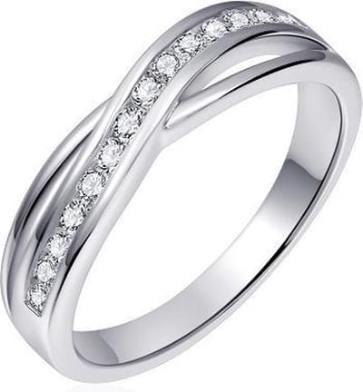 Schitterende Zilveren Dubbele Rand Ring Swarovski ® Zirkonia  15,25 mm. (maat 48) model 146