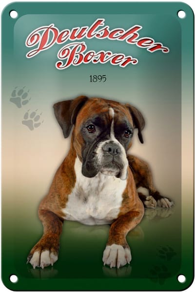 Blechschild Hund 12x18cm Deutscher Boxer 1895