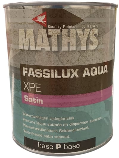 Mathys Fassilux Aqua xpe satin - Watergedragen zijdeglanslak - Voor hout en diverse materialen - binnen en buiten - 1 L - RAL 9010 Pure White ( gebrokenwit)